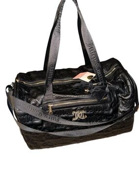Juicy couture Black Quilted Designer-Style Duffel Bag with Gold Accents